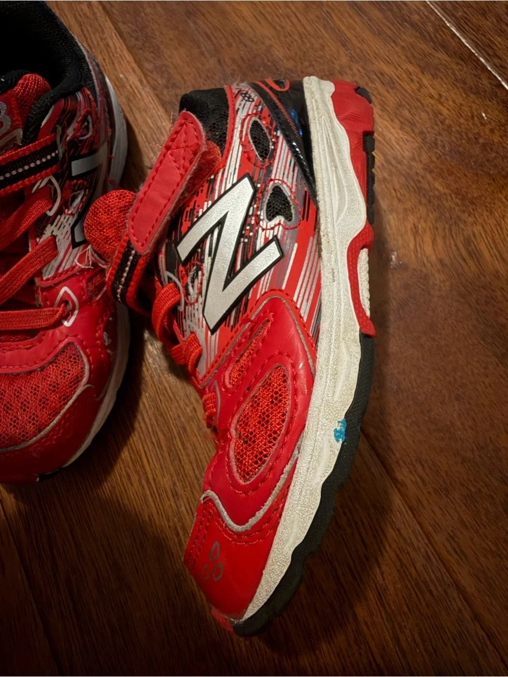 New Balance Kids Red and Black Velcro Lace Sneakers
